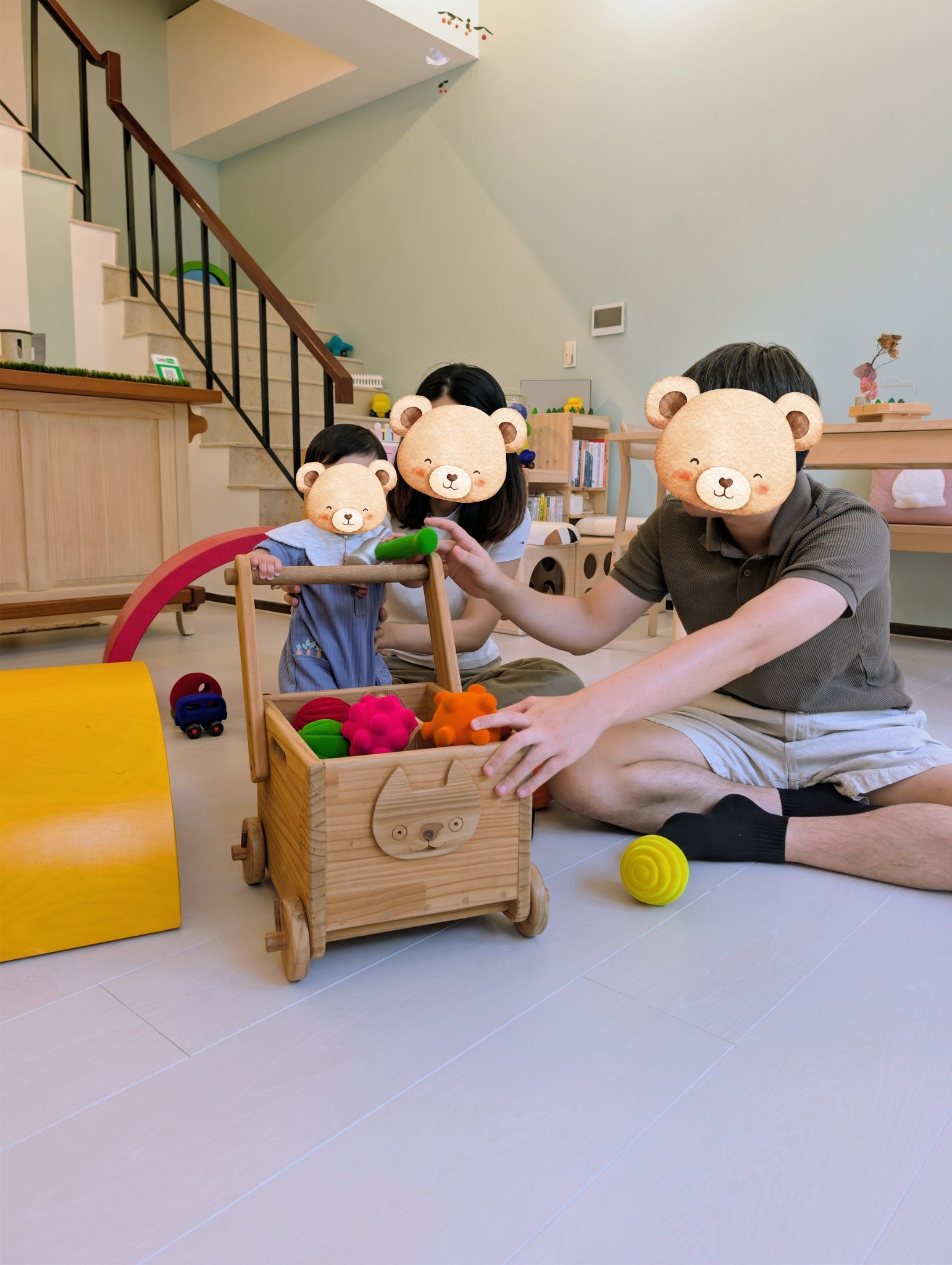 play with me moment family play together father presence push walker first steps gross motor free movement natural