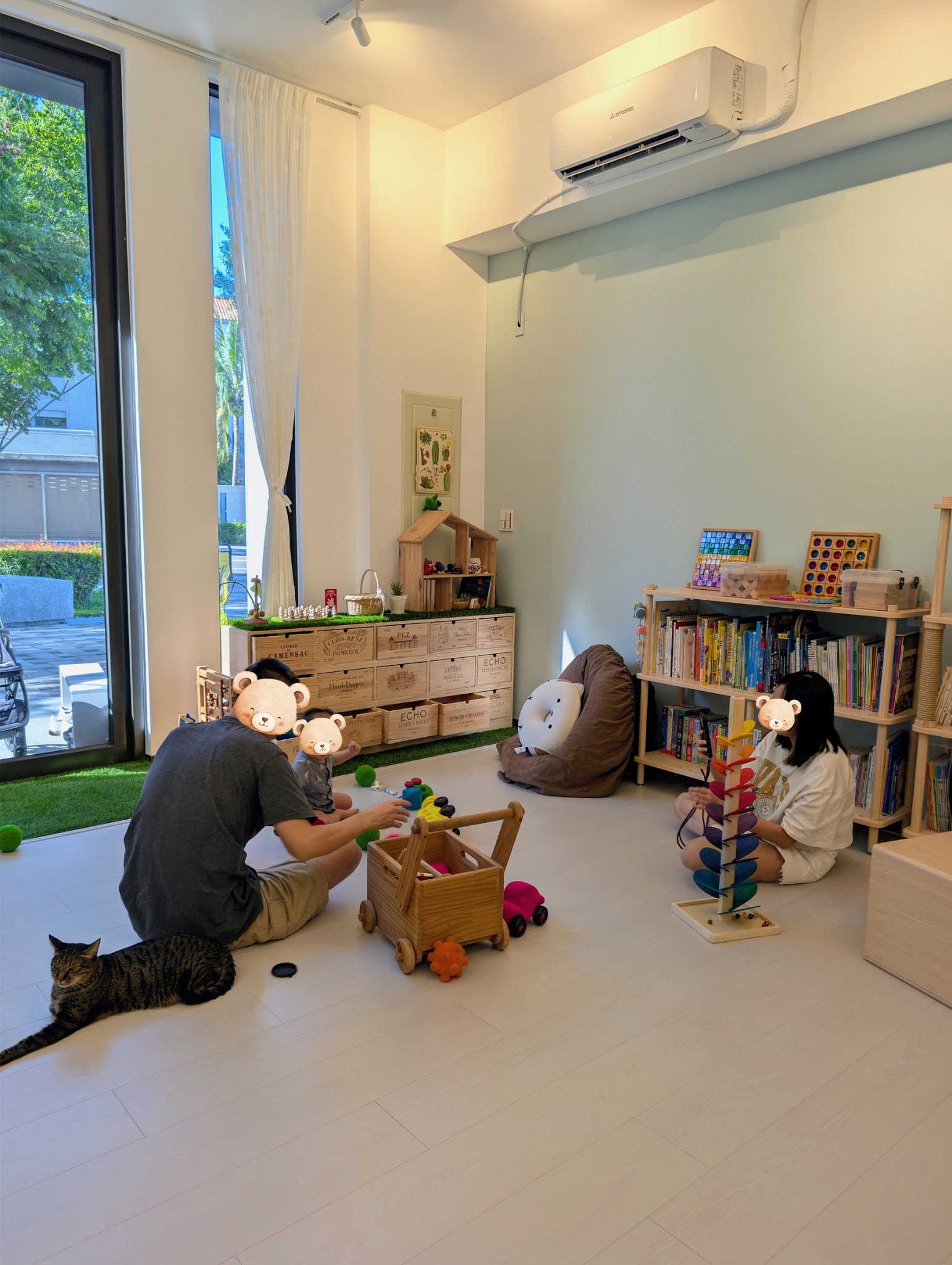 play with me moment family play together parallel play push walker flower music tree marble run cause and effect