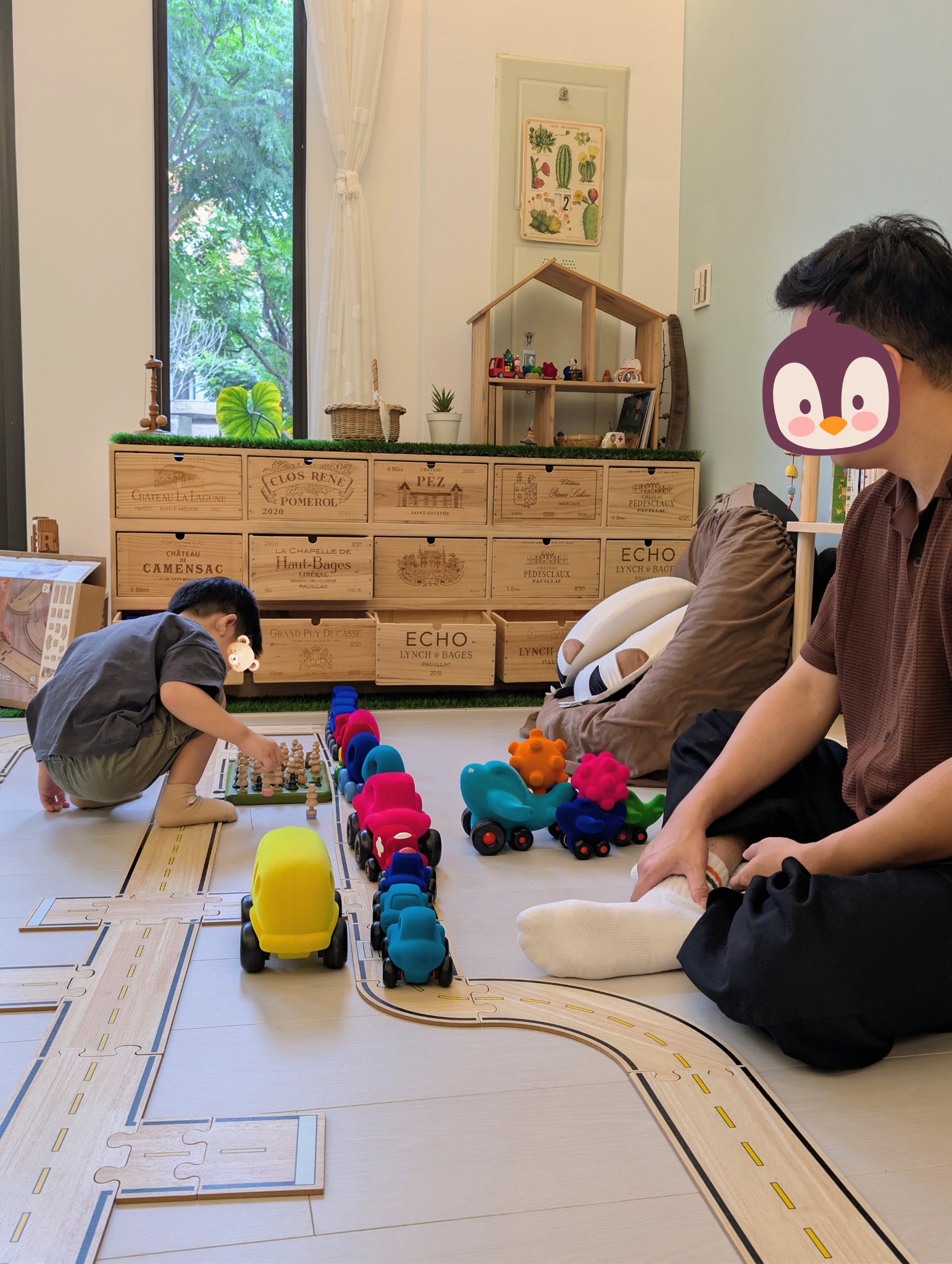 play with me moment father presence montessori inspired road blocks wooden board game fine motor positioning schema