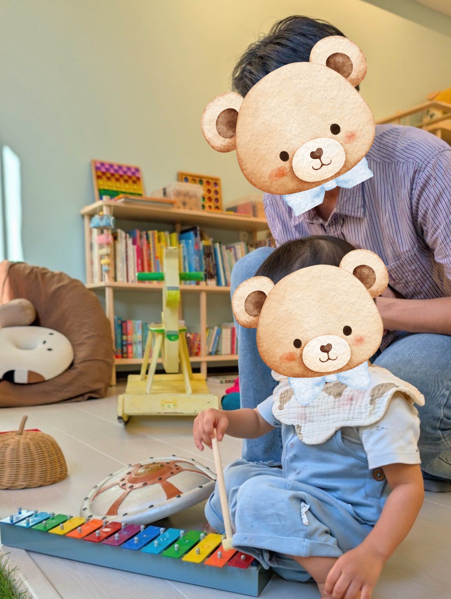 play with me moment father presence secure base xylophone music play cause and effect auditory sense waldorf