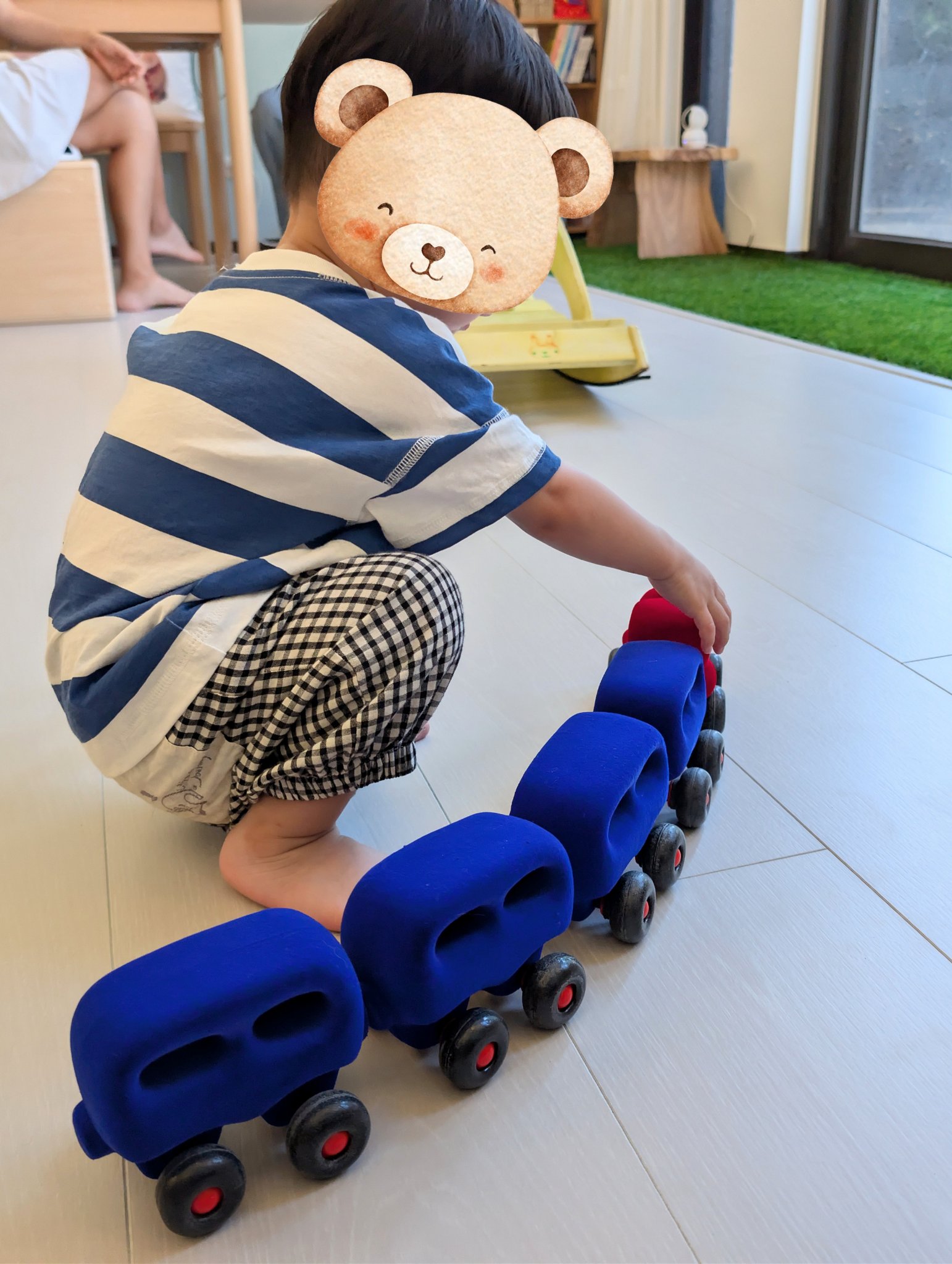 play with me moment little car lover natural latex non toxic biodegradable gross motor rubbabu magnetic train set