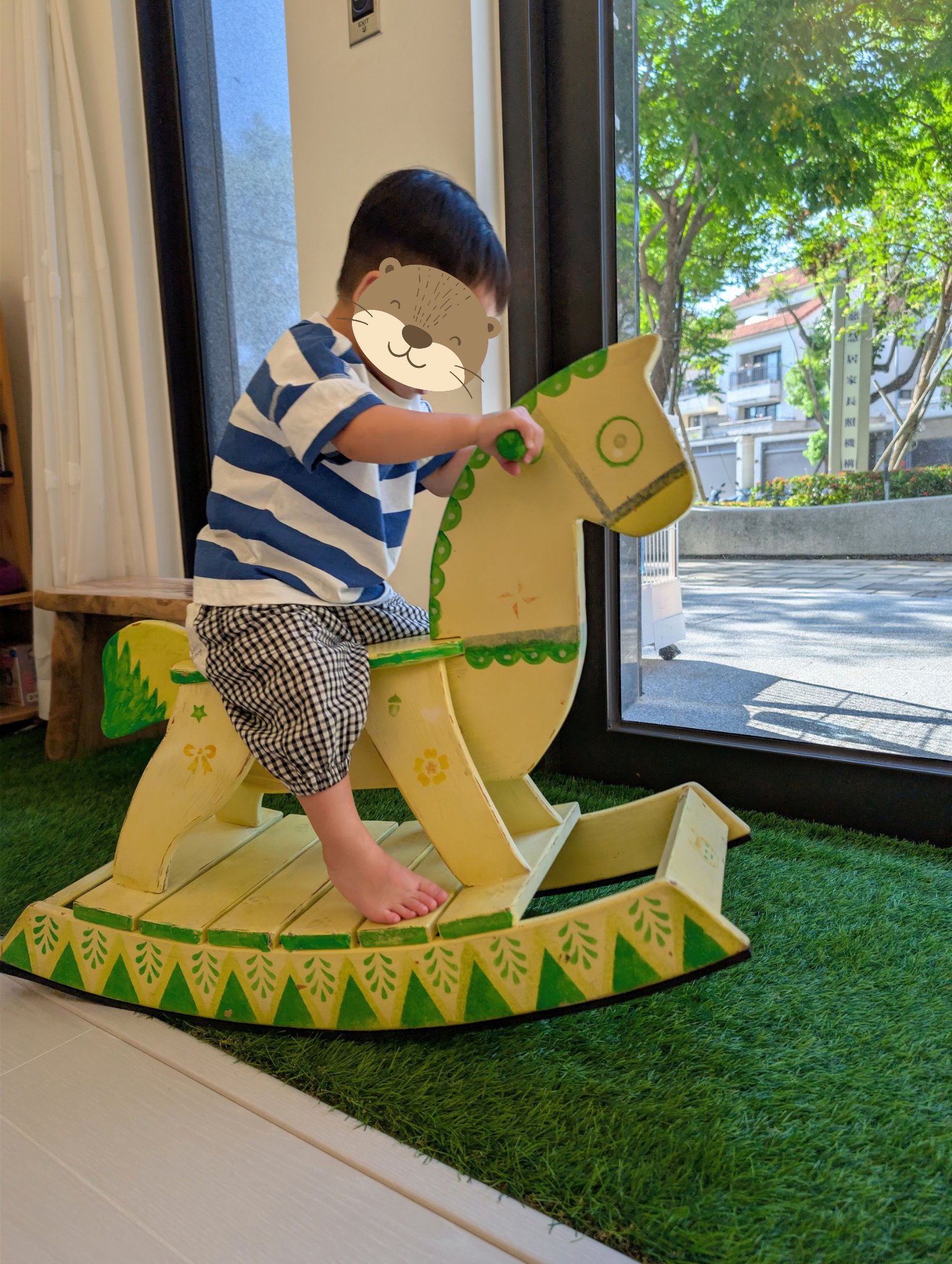 play with me moment little rider rocking horse vestibular balance gross motor confidence independent play wooden toy