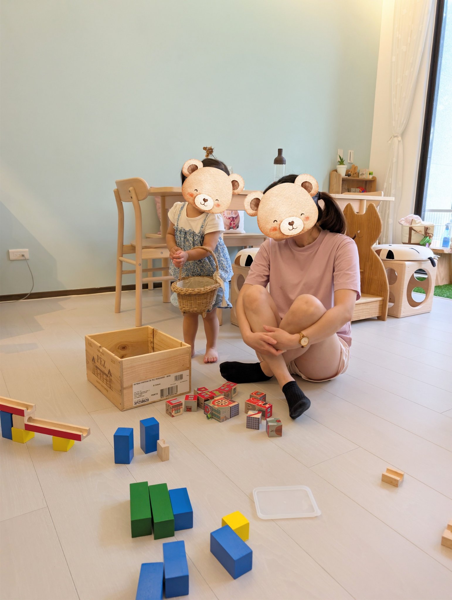 play with me moment parenting quality time block play building colour sorting play house imaginary social skill