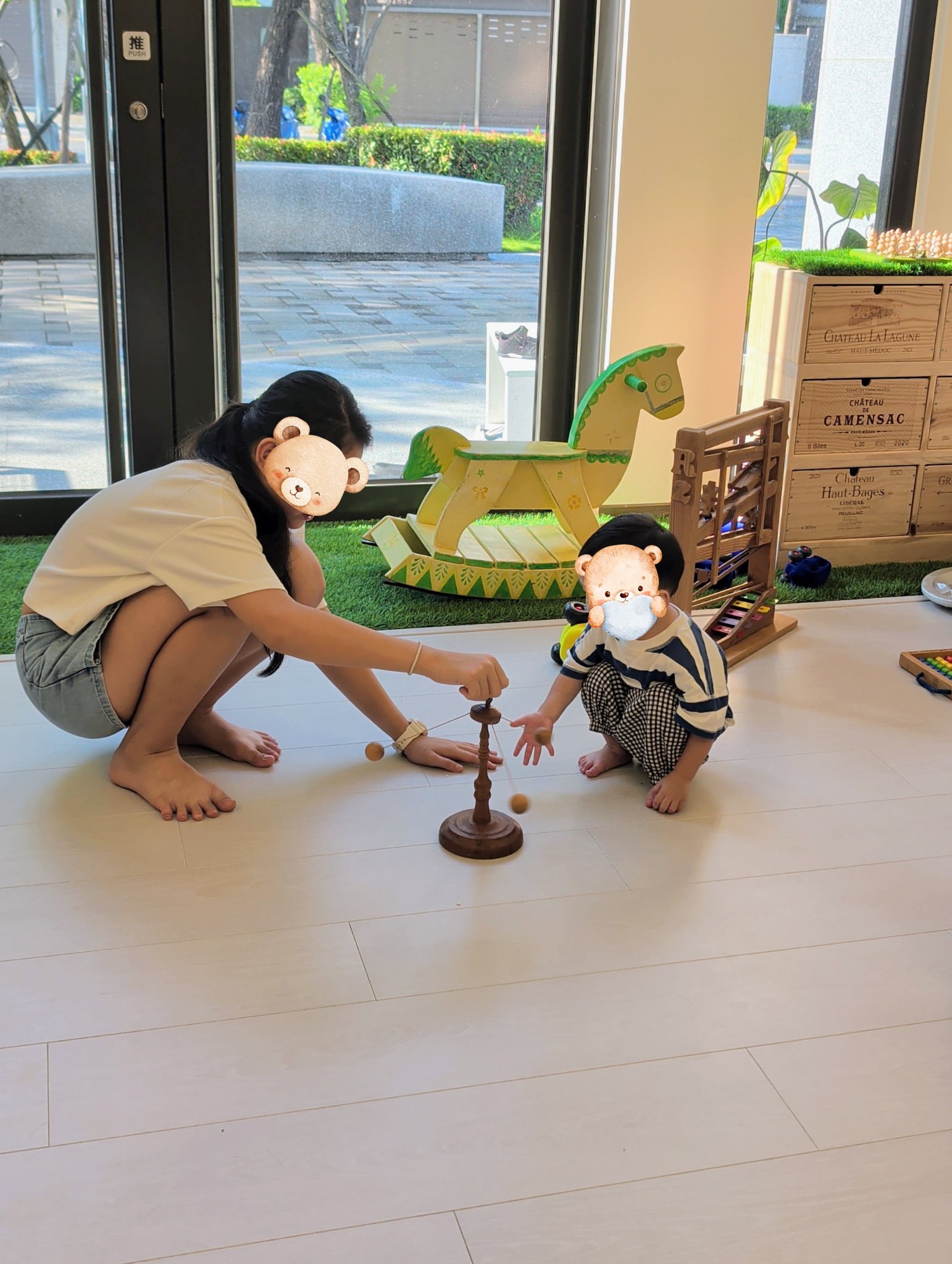 play with me moment parenting quality time handcraft delicate spinning top fine motor skilled cause and effect