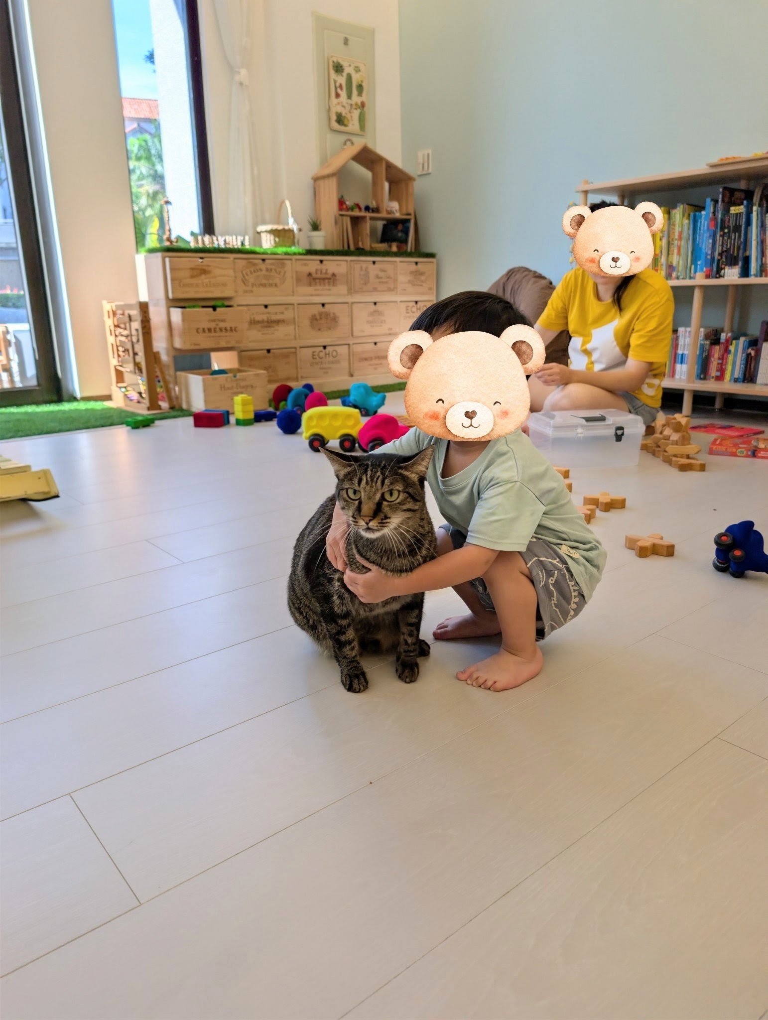play with me moment petting cat gentle hands life learning cat lover family wooden loose parts sensory play natural